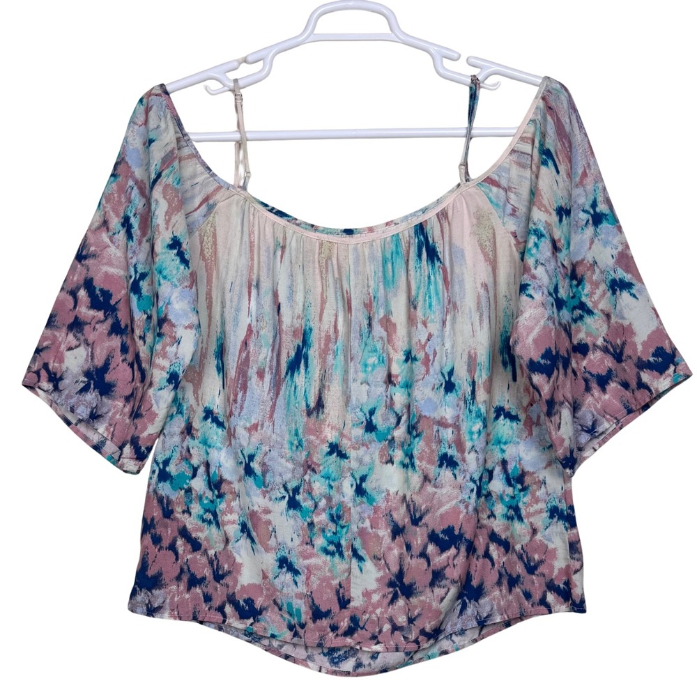 Lovestitch Blouse Women Cold Off The Shoulder‎ Large Abstract Boho Chic Coastal
